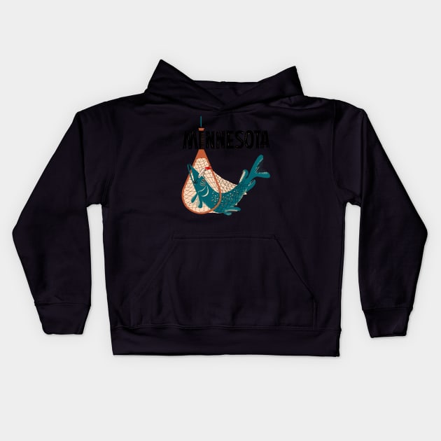 Minnesota Fishing Design Kids Hoodie by zsonn